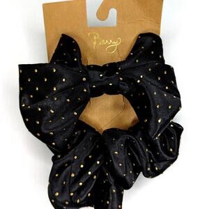 Black & Gold Scrunchie + Bow Barrette Set Berry Hair